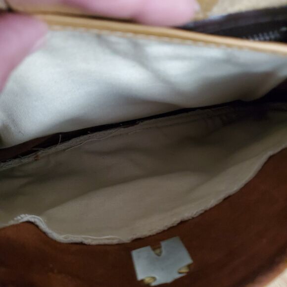 60s/ 70 Leather & Suede Shoulder Handbag Top Flap Purse Artisan Crafted OOAK Vtg - Picture 9 of 16